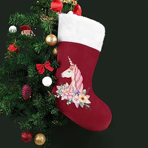 Unicorn vijenac božićne čarape čarapa Xmas Tree Santa ukrasi Viseći ukrasi za odmor za kamin 16.5