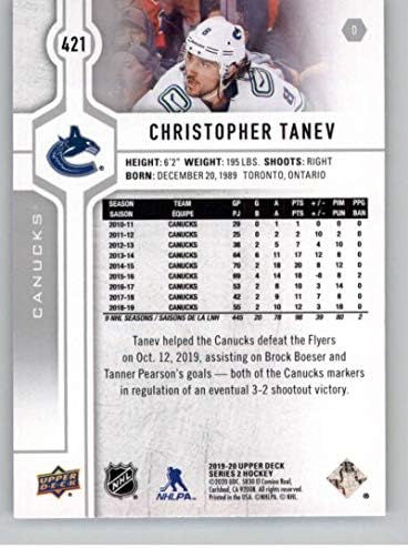 2019-20 Gornja paluba 421 Christopher Tanev Vancouver Canucks Series 2 NHL Trgovačka karta hokeja
