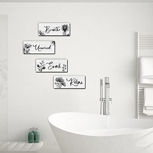 4 komada kupaonica zidna umjetnost rustikalna seoska kuća kupaonica zidni dekor znak opuštajte se zamotajte udisati drva viseći znak