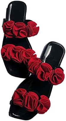Ženske papuče modni cvjetni flap flop dame s kvadratnim glavama sandale izvan plaže casual vodene cipele
