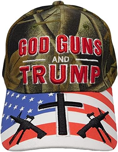 I Trump zastava SAD Bill puške križ pravo drvo Camo Poliester Camo Podesivi Vezeni bejzbol šešir