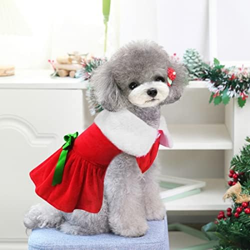 Idepet božićna pseća haljina 2 komada, Djed Mraz psa suknja božićna kostim božićna odjeća pse djevojke zimska odjeća mala kućna ljubimca