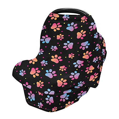 Yyzzh lijepi uzorak za ispis šape životinjski pas mačji trag točkica na crnom rastezljivom dječjem autosjedalicom poklopac za dojenčad