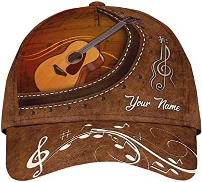 Prilagođeno korisničko Love Guitar Music Kožna klasična kapu s uzorkom, šešir za ljubav gitaru