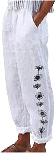 Charella grafički opuštene hlače za tinejdžerku jesen jesena ljetna gaza lanena ručka ravne noge hlače ženska odjeća moda h8