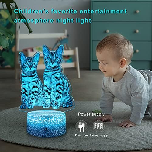 Haimily mačji dekor Slatko noćno svjetlo za djecu, mačji pokloni s pametnim dodirom i daljinskim 16 boja Promjena zamračive mačje svjetiljke