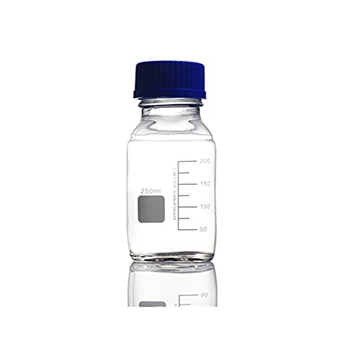 Deschem laboratorij staklene boce s bocama kvadratna vaza vijak plavi poklopac prozirni poklopac