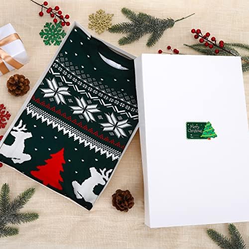 Angelmia 24 PCS ASSORTED božićna košulja Poklon kutija, 4 veličine bijela kutija s 24 PCS poklon oznaka Obsorana košulja omota za omot