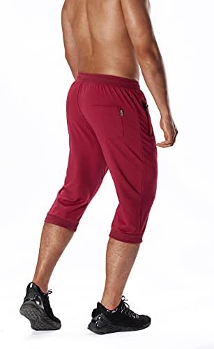 Lepoar muški 3/4 joggers capri hlače kratke hlače udobne treninge treninga trčanje dužine koljena struka džepova s ​​patentnim zatvaračem