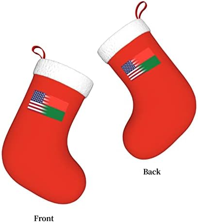 TZT američka zastava i zastava Madagaskarske božićne čarape, božićni blagdanski pokloni za obiteljske odmor za odmor 18-inčni
