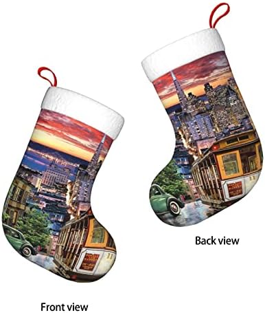 Yilequan 18 centimetara božićne čarape Klasične čarape, San Francisco, za obiteljski odmor božićnih zabava ukrasi