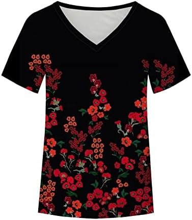 Ženske majice jesen Ljetni kratki rukav 2023 pamuk vneck grafički print cvjetni salon gornje majice za djevojčice 44 44