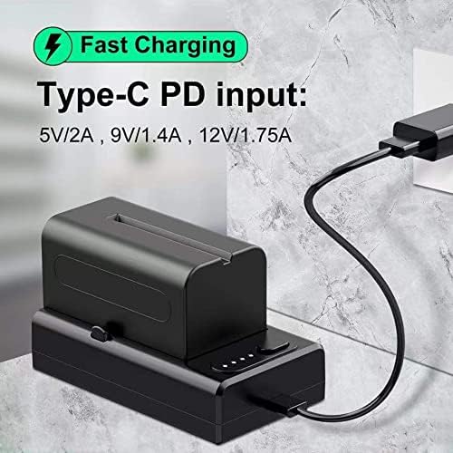 Xixian NP-F punjač s baterijom s 21W Type-C PD ulaz USB-A/D-Tap/Type-C PD izlazi 1/4 inča rupa za vijak s više uporabe Adapter za napajanje