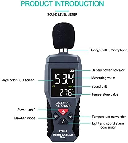 WSSBK Mjerenje mjerača buke digitalne razine zvuka 30-130DB DB detektor detektora audio testera metro dijagnostički Tool Smart senzor