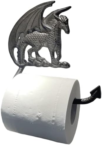 Konjuror od lijevanog željeza Gothic Dragon toaletni držač za toaletni papir, zidni srednjovjekovni zmajevi pribor za kupaonicu