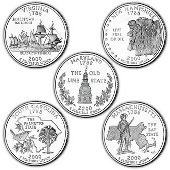 Kompletni 5 Coin 2000-P&D državni kvartal set