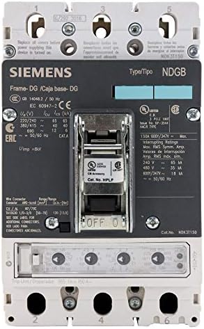 Siemens NDK3T150 Oblikovani prekidač slučaja, DG-Frame, 3-Pole, 150A, 600V