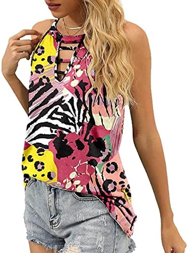 Ženska Slip Majica Bez rukava 2023 pamučna bluza s okruglim vratom s leopard printom bluza s kravatom u boji prsluk majica za djevojčice