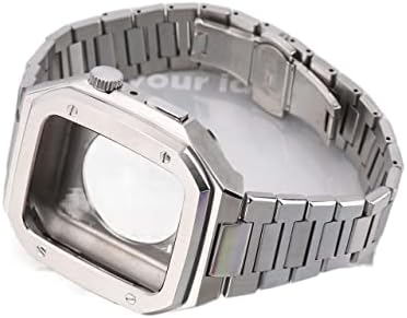 KQOO FATCE+remen za IWatch pojas 44 mm 45 mm čelična metalna narukvica za Apple Watch 8 7 44 mm 45 mm SE serija 6 5 4 Poklopna pojasa