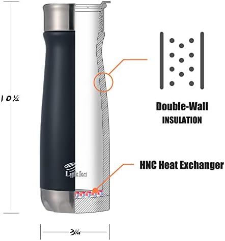 Lykka termos boca s vodom pametna ručna toplici, izolirana boca s bocom od nehrđajućeg čelika - ručno toplija boca s toplom vodom/sport