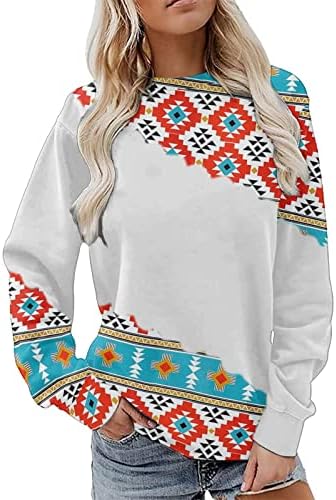 Aztec džemperi za žene vintage grafičke majice etnička plemenska majica dukserica dugih rukava bluza pulover
