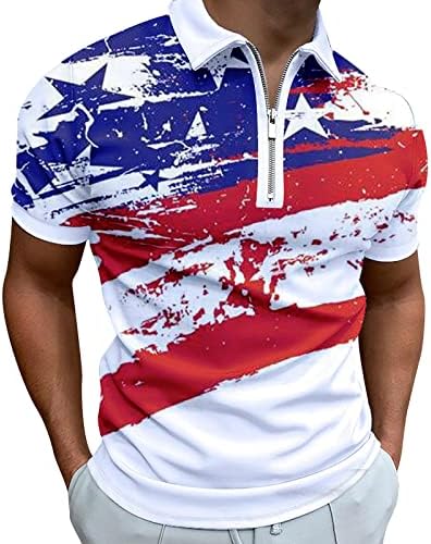 BMISEGM Ljetne muške košulje muške američke zastave Patriotska košulja za muškarce 4. srpnja mišićne košulje za odbijanje ovratnika