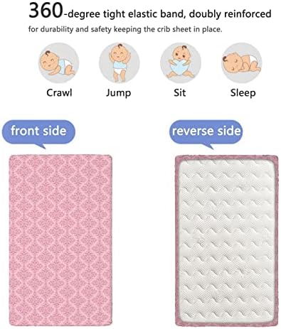 Pink Damask tematski opremljeni mini korist za korice, prijenosni mini krevetići ultra mekani materijal-veliko za dječake ili djevojčicu