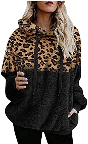 Leopard Print žena džemper s kapuljačom meki pamučni gradijent u boji kapuljače bluze vrhovi labave atletske dukserice na otvorenom