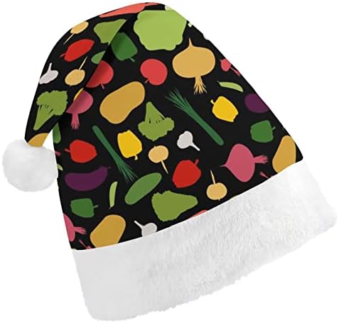Plišani Božićni šešir sa svježim uzorkom povrća nestašni i slatki Šeširi Djeda Božićnjaka s plišanim obodom i udobnom podstavom Božićni