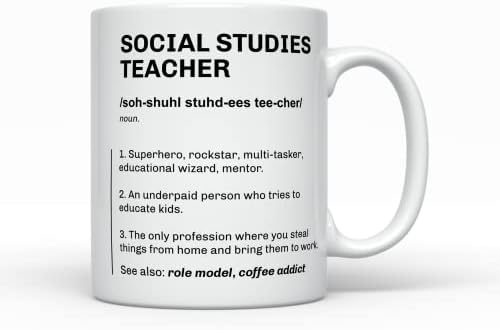 Šalica za kavu za učitelja društvenih studija, smiješni pokloni u znak zahvalnosti učitelju, šalica Povratak u školu za najboljeg učitelja