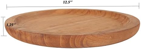 Athaliah drvena ukrasna ladica, 12,5 ručno rezbarenje rustikalne okrugle drvene ladice, prirodno somansko ladicu za kućnu kuhinju countertop