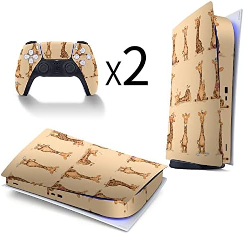 Slatka crtana žirafa Potpuna zaštitna naljepnica naljepnica za zaštitu kože Kompatibilno s PS5 Digital Edition konzolom i kontrolerom