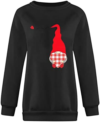 Jjhaevdy Valentines majice za žene, O-Neck vrhovi pulover dugih rukava Ljubavno srce grafičke dukserice par majice vrhovi