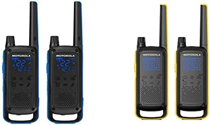Motorola TalkAbout T800 dvosmjerni radiji, 2 pakiranja, crno/plavo i t475 Ekstremni dvosmjerni radio crni w/žuta punjiva dva paketa
