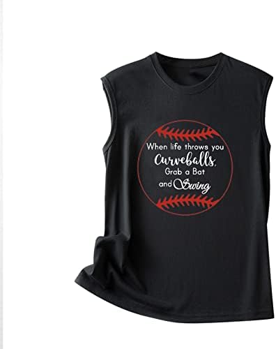 Vrhovi tenkova za ženske bejzbol grafičke tenkove posada majice bez rukava za vrat casual labav pulover ljetni top 2023