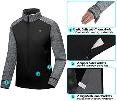 Muška brzosušeća topla lagana jakna za trčanje s patentnim zatvaračem s patentnim zatvaračem s Termohibridnim otvorima za prste sportska