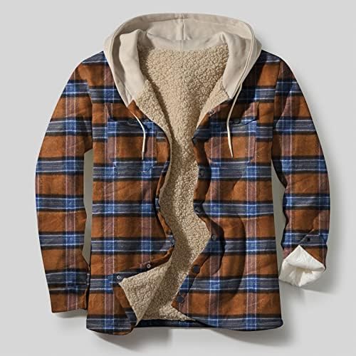 Muška flanel jakna s kapuljačom jesen i zimska gumba dugih rukava Up Plead Pocket s kapuljačom labava košulja gornje jakne kapute