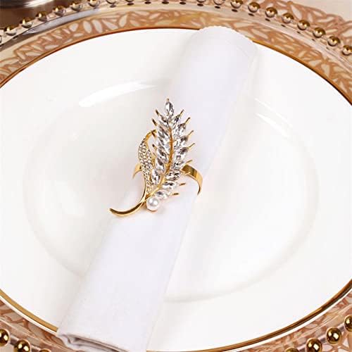 Lmmddp 6pcs kristalna pšenica metal ušne ušice prstenovi sjajne zlatne salvete kopče za hotelski odmor festival dekor za večeru