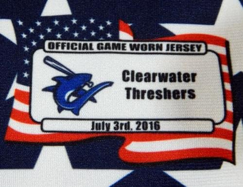 Clearwater Thishers Matt Hockenberry 30 Igra rabljena Red Jersey USA 4. srpnja 9. - Igra korištena MLB dresova