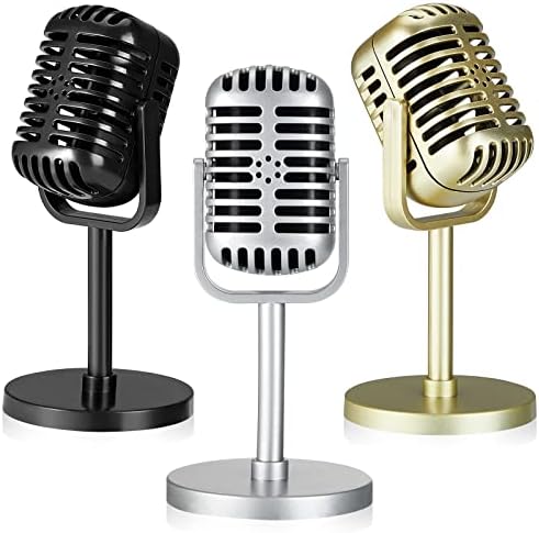 3 PCS retro mikrofonski rekvizit Vintage Microphone Toy Prop s postoljenim modelom plastični lažni mikrofon antički prop mikrofon za