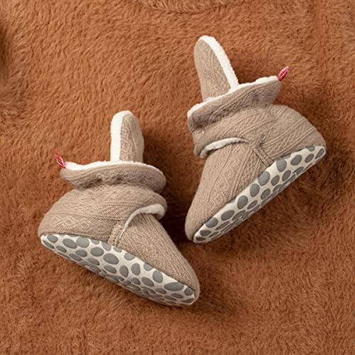 Babelvit novorođenče djevojaka Djevojka meke čizme za runo ostaju na dojenčadi, čarapa čarapa cipela bez klizača, gripper Toddler Prvi