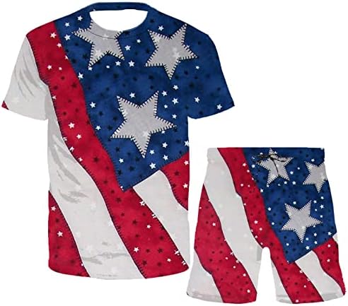 Muške ljetne kratke hlače postavljaju odjeću Dan neovisnosti Patriotski kratki rukavi majica i kratke hlače tracksuit kratkih rukava