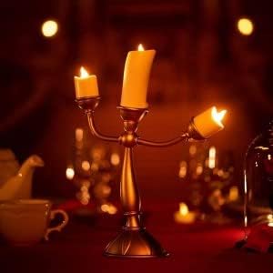 Svijećnjaci Ljepotica i zvijer svijećnjaci za vjenčane stolove, božićne zabave, uređenje doma, zlatne LED svjetiljke