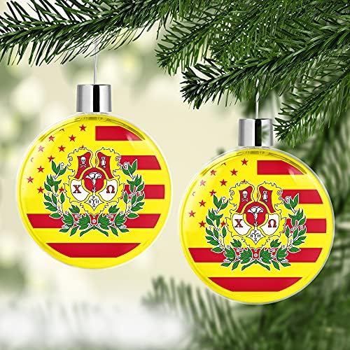 Chi omega sorority okrugli ravni ukras za božićno drvce ukras za stablo zabave za odmor dekor