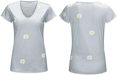 Adongnywell ženske tiskane ležerne vrhove kratkih rukava s V-izrezom labave majice Bluza osnovna majica