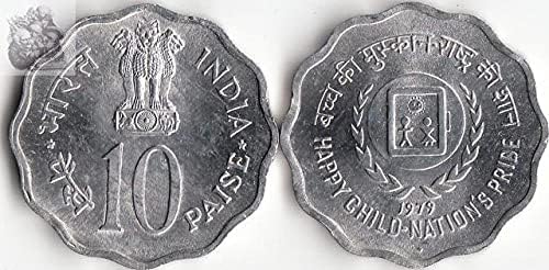 Asia Indija 10 Pass Sand Memorial Coins 1979 Izdanje Kolekcije kovanica s inozemnim novčićima