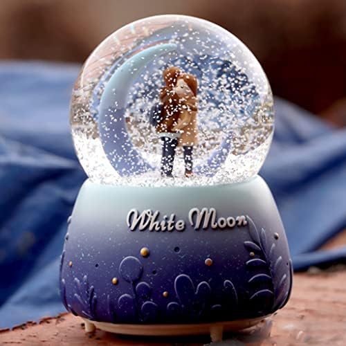 Slnfxc kreativna svjetla u boji plutajuće snježne pahulje bijela mjesečina par staklena kristalna lopta glazbena kutija tanabata rođendanski