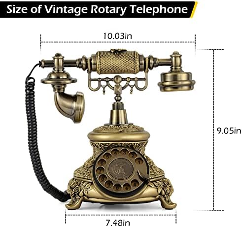 Dyna-Living Vintage telefon Antikni rotacijski biranje Telefon retro fiksni telefoni Dekor Old Momsained Antique Telefon za kućni uredski