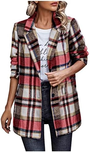 Shacket jakna za žene casual revel vuna mješavina jakne modni otvoreni prednji flanel košulja s dugim rukavima