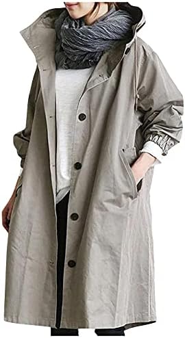 Cotecram Zimski kaputi za žene plus veličina ležerna dugačka kaputa modna kapuljača jakne jakne vanjske odjeće s džepovima